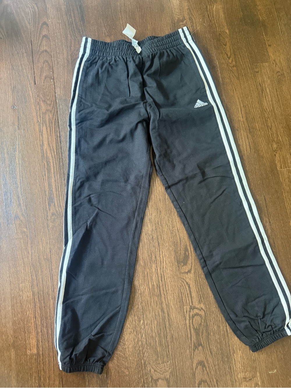 adidas Black Joggers with White Side Stripes - Kids